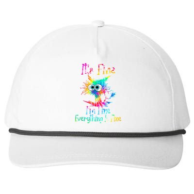 It's Fine I'm Fine Everything Is Fine Funny Cat Tie Dye Gift Snapback Five-Panel Rope Hat