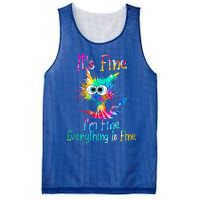 It's Fine I'm Fine Everything Is Fine Funny Cat Tie Dye Gift Mesh Reversible Basketball Jersey Tank