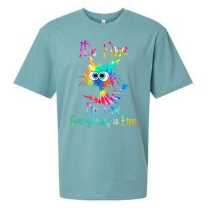 It's Fine I'm Fine Everything Is Fine Funny Cat Tie Dye Gift Sueded Cloud Jersey T-Shirt