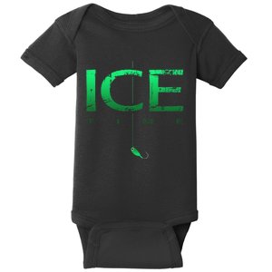 Ice Fishing - Ice Time with Ice Jig - Ice Fisherman Baby Bodysuit