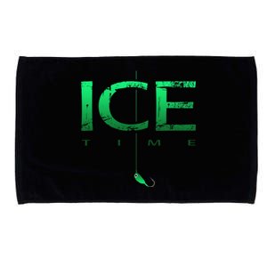 Ice Fishing - Ice Time with Ice Jig - Ice Fisherman Microfiber Hand Towel