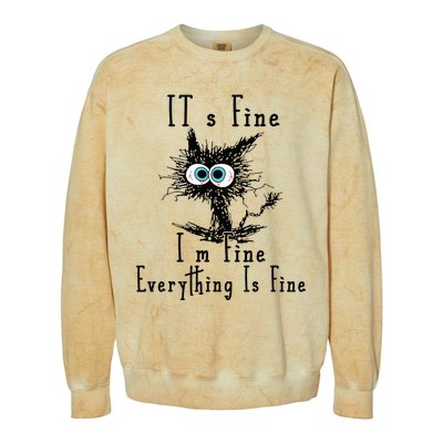 It's Fine I'm Fine Everything Is Fine Funny cat Colorblast Crewneck Sweatshirt