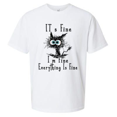 It's Fine I'm Fine Everything Is Fine Funny cat Sueded Cloud Jersey T-Shirt