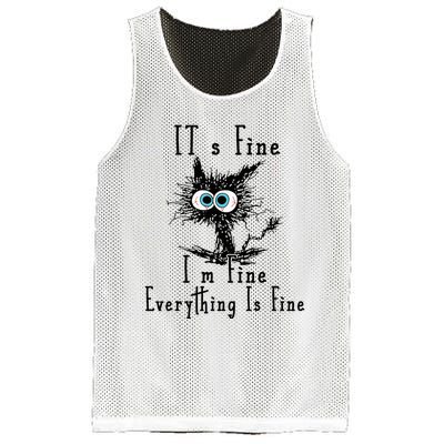 It's Fine I'm Fine Everything Is Fine Funny cat Mesh Reversible Basketball Jersey Tank