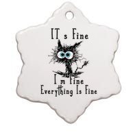 It's Fine I'm Fine Everything Is Fine Funny cat Ceramic Star Ornament