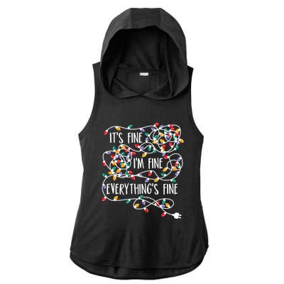 Its Fine Im Fine Everything Is Fine Christmas Lights Gift Ladies PosiCharge Tri-Blend Wicking Draft Hoodie Tank