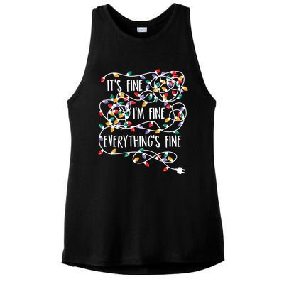 Its Fine Im Fine Everything Is Fine Christmas Lights Gift Ladies PosiCharge Tri-Blend Wicking Tank