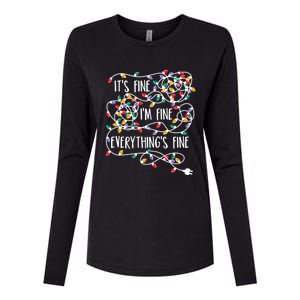 Its Fine Im Fine Everything Is Fine Christmas Lights Gift Womens Cotton Relaxed Long Sleeve T-Shirt