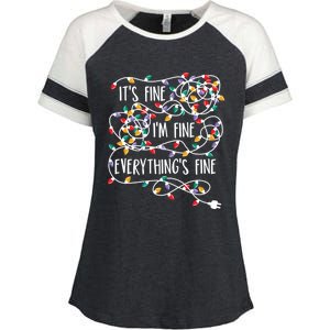 Its Fine Im Fine Everything Is Fine Christmas Lights Gift Enza Ladies Jersey Colorblock Tee