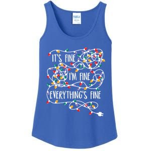 Its Fine Im Fine Everything Is Fine Christmas Lights Gift Ladies Essential Tank