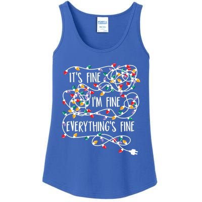 Its Fine Im Fine Everything Is Fine Christmas Lights Gift Ladies Essential Tank