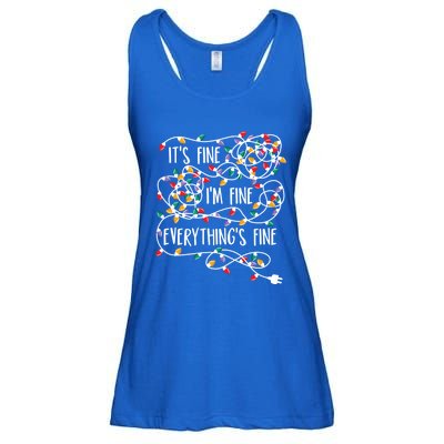 Its Fine Im Fine Everything Is Fine Christmas Lights Gift Ladies Essential Flowy Tank