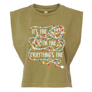 Its Fine Im Fine Everything Is Fine Christmas Lights Gift Garment-Dyed Women's Muscle Tee