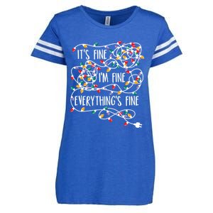 Its Fine Im Fine Everything Is Fine Christmas Lights Gift Enza Ladies Jersey Football T-Shirt