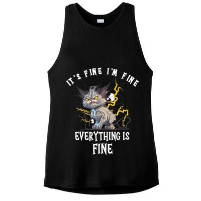 It's Fine I'm Fine Everything Is Fine Funny Sarcastic Cat Ladies PosiCharge Tri-Blend Wicking Tank