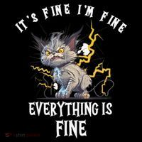 It's Fine I'm Fine Everything Is Fine Funny Sarcastic Cat Flexfit Unipanel Trucker Cap