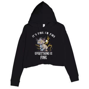 It's Fine I'm Fine Everything Is Fine Funny Sarcastic Cat Crop Fleece Hoodie