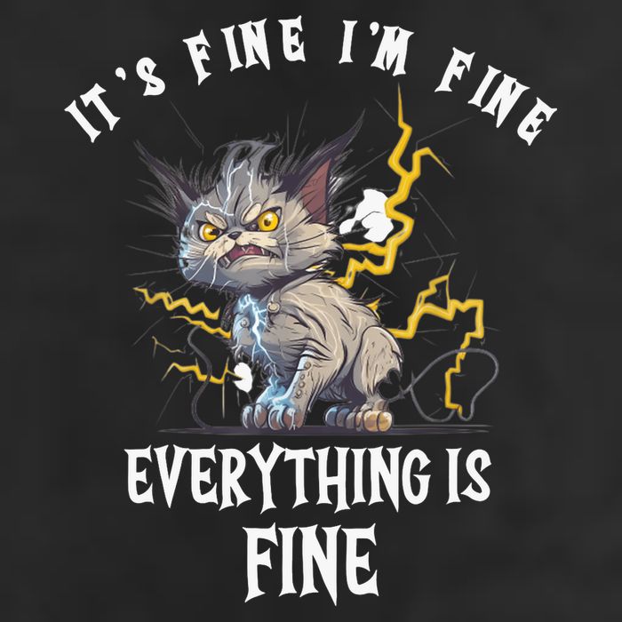 It's Fine I'm Fine Everything Is Fine Funny Sarcastic Cat Crop Fleece Hoodie