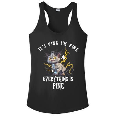 It's Fine I'm Fine Everything Is Fine Funny Sarcastic Cat Ladies PosiCharge Competitor Racerback Tank