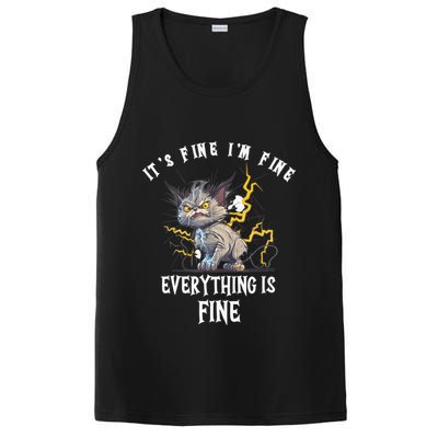 It's Fine I'm Fine Everything Is Fine Funny Sarcastic Cat PosiCharge Competitor Tank