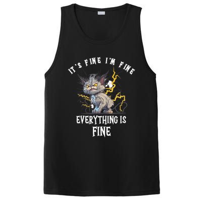 It's Fine I'm Fine Everything Is Fine Funny Sarcastic Cat PosiCharge Competitor Tank