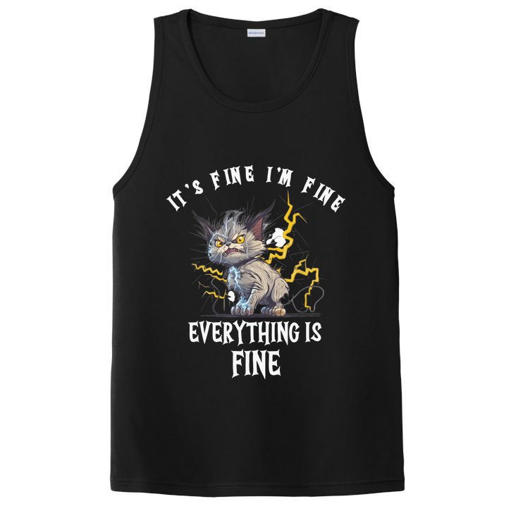 It's Fine I'm Fine Everything Is Fine Funny Sarcastic Cat PosiCharge Competitor Tank