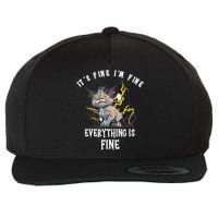 It's Fine I'm Fine Everything Is Fine Funny Sarcastic Cat Wool Snapback Cap