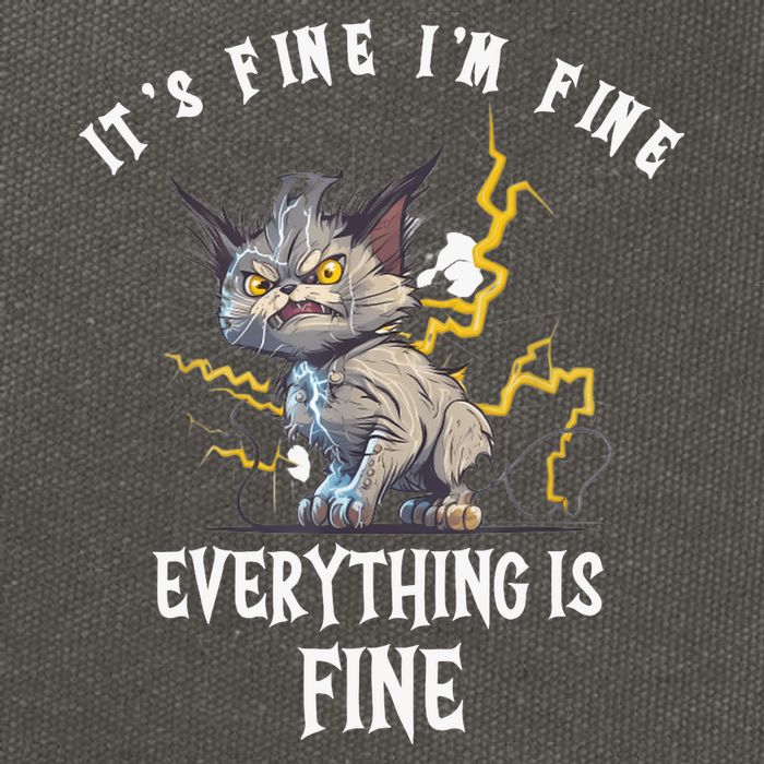 It's Fine I'm Fine Everything Is Fine Funny Sarcastic Cat Cotton Canvas Backpack