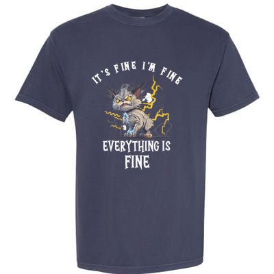 It's Fine I'm Fine Everything Is Fine Funny Sarcastic Cat Garment-Dyed Heavyweight T-Shirt