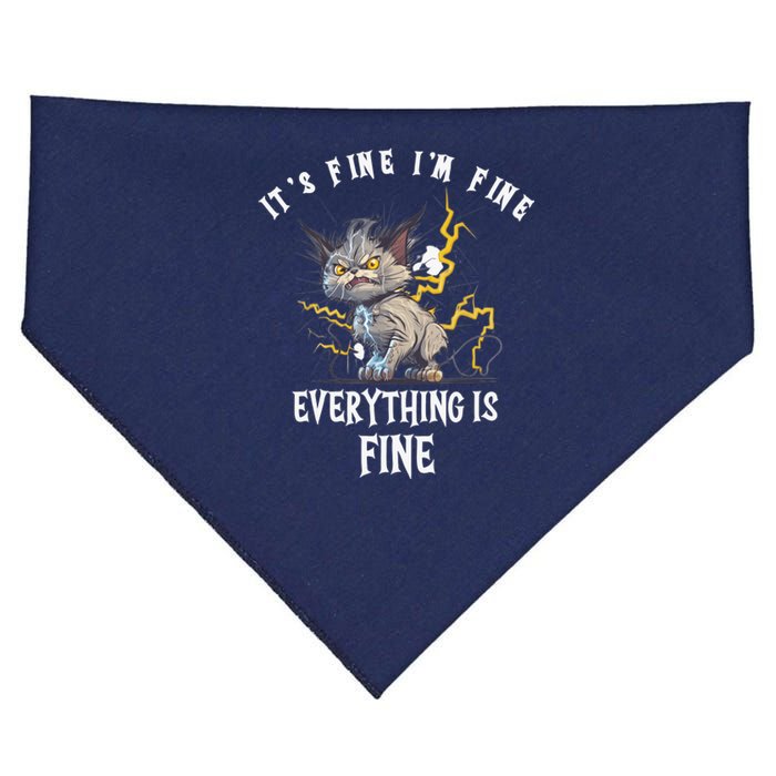 It's Fine I'm Fine Everything Is Fine Funny Sarcastic Cat USA-Made Doggie Bandana