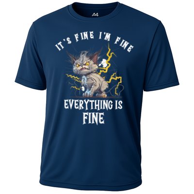It's Fine I'm Fine Everything Is Fine Funny Sarcastic Cat Performance Shirt