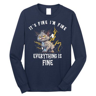 It's Fine I'm Fine Everything Is Fine Funny Sarcastic Cat Long Sleeve Shirt