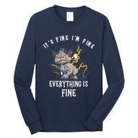 It's Fine I'm Fine Everything Is Fine Funny Sarcastic Cat Long Sleeve Shirt