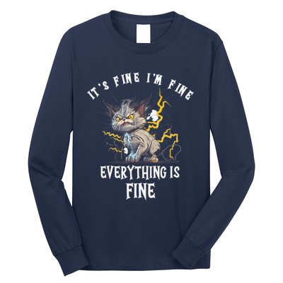 It's Fine I'm Fine Everything Is Fine Funny Sarcastic Cat Long Sleeve Shirt