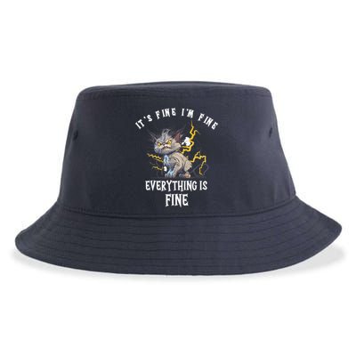 It's Fine I'm Fine Everything Is Fine Funny Sarcastic Cat Sustainable Bucket Hat
