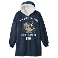 It's Fine I'm Fine Everything Is Fine Funny Sarcastic Cat Hooded Wearable Blanket