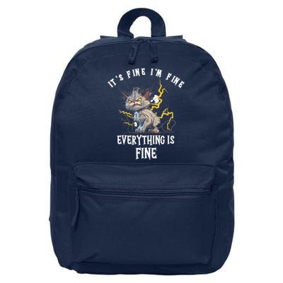 It's Fine I'm Fine Everything Is Fine Funny Sarcastic Cat 16 in Basic Backpack
