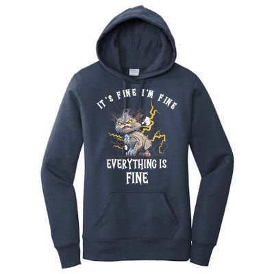 It's Fine I'm Fine Everything Is Fine Funny Sarcastic Cat Women's Pullover Hoodie