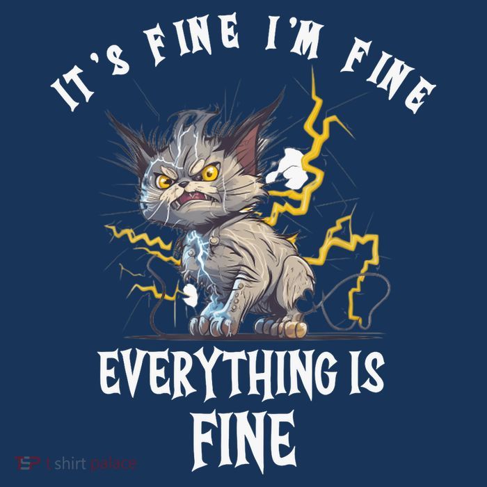 It's Fine I'm Fine Everything Is Fine Funny Sarcastic Cat Bag