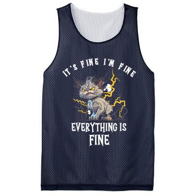 It's Fine I'm Fine Everything Is Fine Funny Sarcastic Cat Mesh Reversible Basketball Jersey Tank