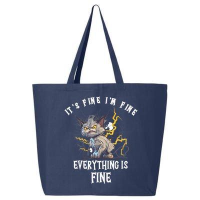 It's Fine I'm Fine Everything Is Fine Funny Sarcastic Cat 25L Jumbo Tote
