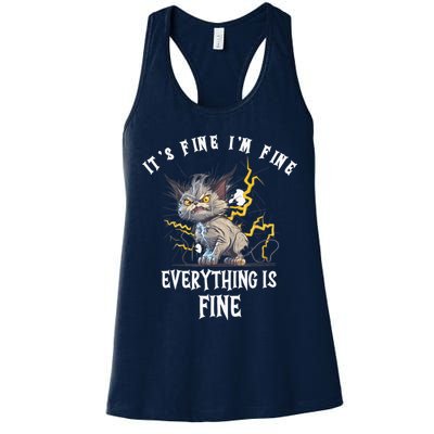 It's Fine I'm Fine Everything Is Fine Funny Sarcastic Cat Womens Tank Top