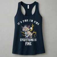 It's Fine I'm Fine Everything Is Fine Funny Sarcastic Cat Womens Tank Top
