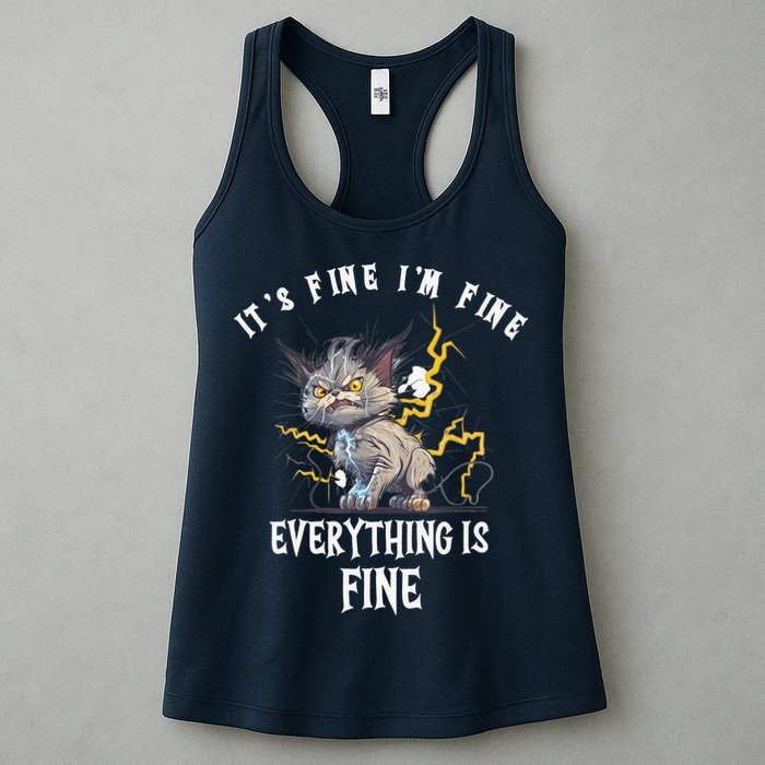 It's Fine I'm Fine Everything Is Fine Funny Sarcastic Cat Womens Tank Top