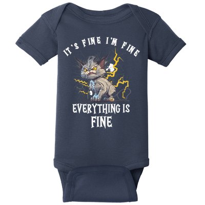 It's Fine I'm Fine Everything Is Fine Funny Sarcastic Cat Baby Bodysuit
