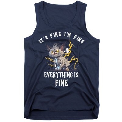It's Fine I'm Fine Everything Is Fine Funny Sarcastic Cat Tank Top