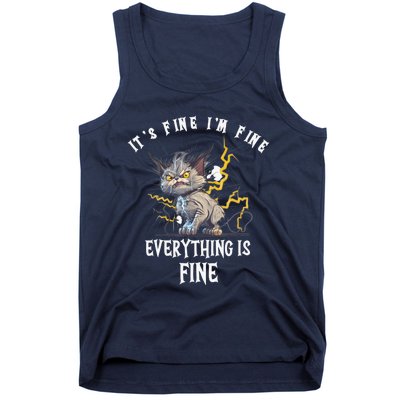 It's Fine I'm Fine Everything Is Fine Funny Sarcastic Cat Tank Top