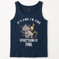It's Fine I'm Fine Everything Is Fine Funny Sarcastic Cat Tank Top