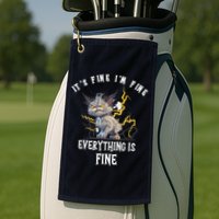 It's Fine I'm Fine Everything Is Fine Funny Sarcastic Cat Golf Towel