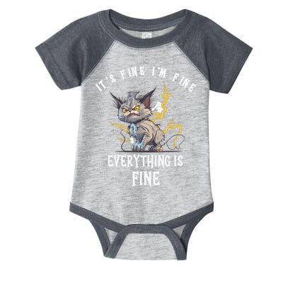 It's Fine I'm Fine Everything Is Fine Funny Sarcastic Cat Infant Baby Jersey Bodysuit